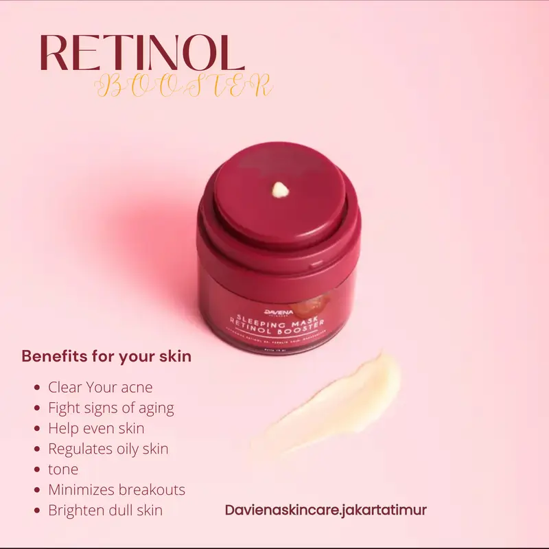 DAVIENA SKINCARE | SLEEPING MASK RETINOL BOOSTER melembabkan perawatan Wajah Masker Hitam Pencerah 2