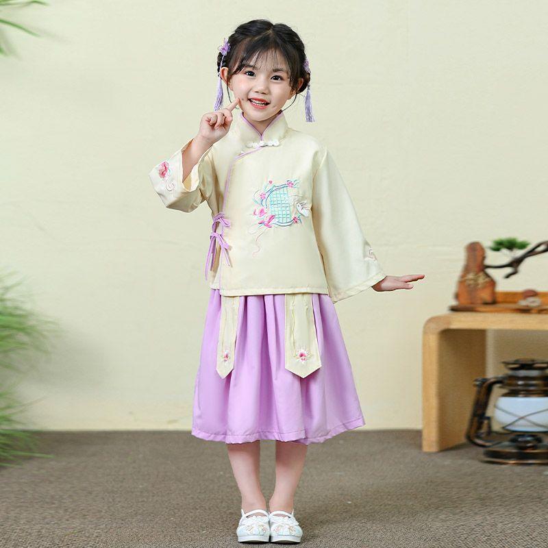 Bộ Trang Phục Hán Phục Trung Quốc Cho Bé Gái, Phong Cách Dân Tộc Cổ Điển Trang Phục Cổ Trang Dân Tộc, Bộ Đồ Hai Mảnh, Thích Hợp Cho Mùa Xuân Và Mùa Thu, Hàng Mới Về, 2022 / 2024 4