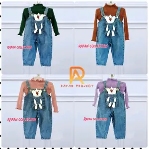 Setelan anak perempuan overall celana jeans variasi boneka dan rajut usia 1-7 tahun