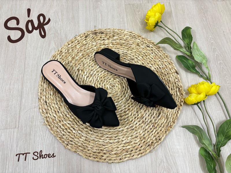 Product Introduction of ( form nhỏ mn tăng 1 size ạ ) Giày sục 2cm nơ phồng da sáp êm chân TT Shoes  2pSapphong 25