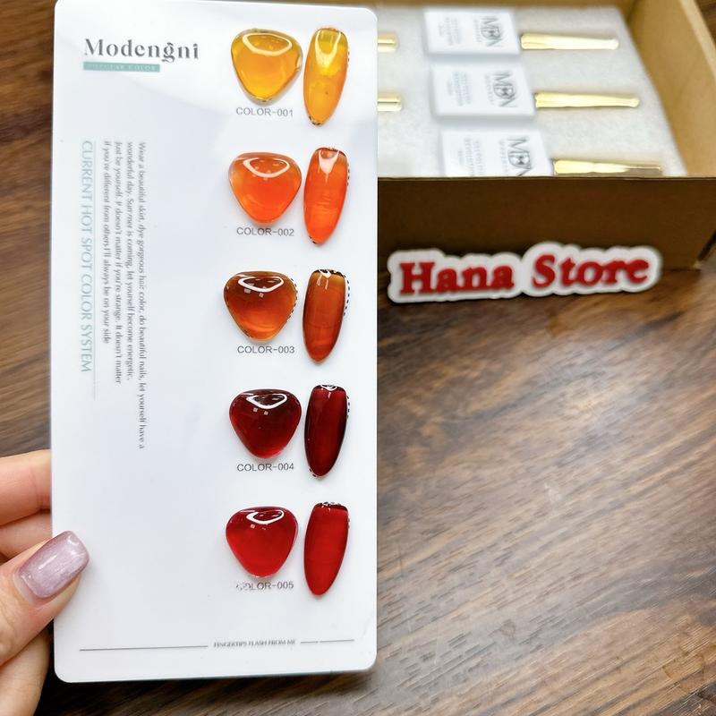  Set sơn gel thạch trong 5 màu Modengni kèm bảng màu sơn móng tay làm nail 