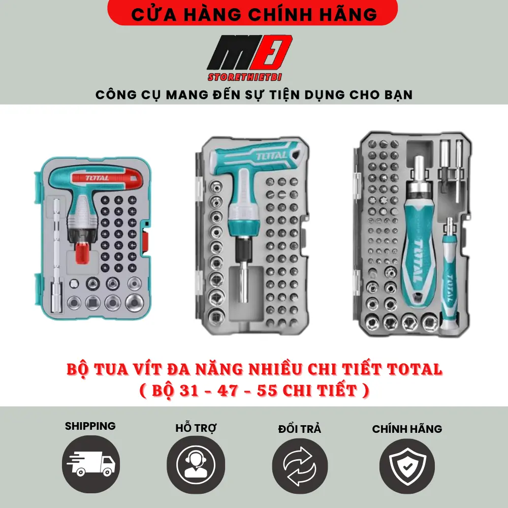 Bộ Tua Vít Mini Đa Năng Nhiều Chi Tiết Total / Bộ 31 - 47 - 55 Chi Tiết / Chất Liệu Thép CR-V