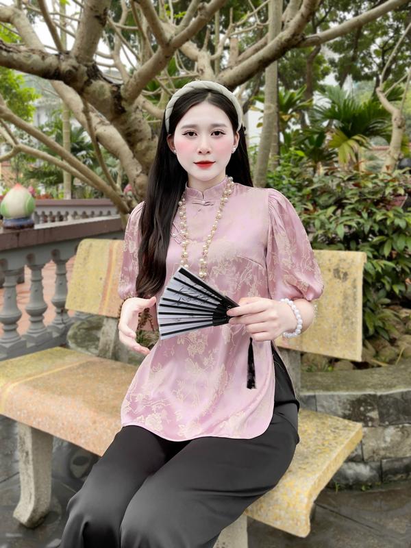 Bộ pháp phục đi chùa tay bồng chất liệu l.ụa 6
