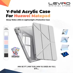LEVINO High Transparent Acrylic Case Y-fold  For Huawei Matepad SE 11" HW 11.5S 2024 Air 11.5 Pro11 10.4 Pro10.8 11.5 Cover With Pen Slot New