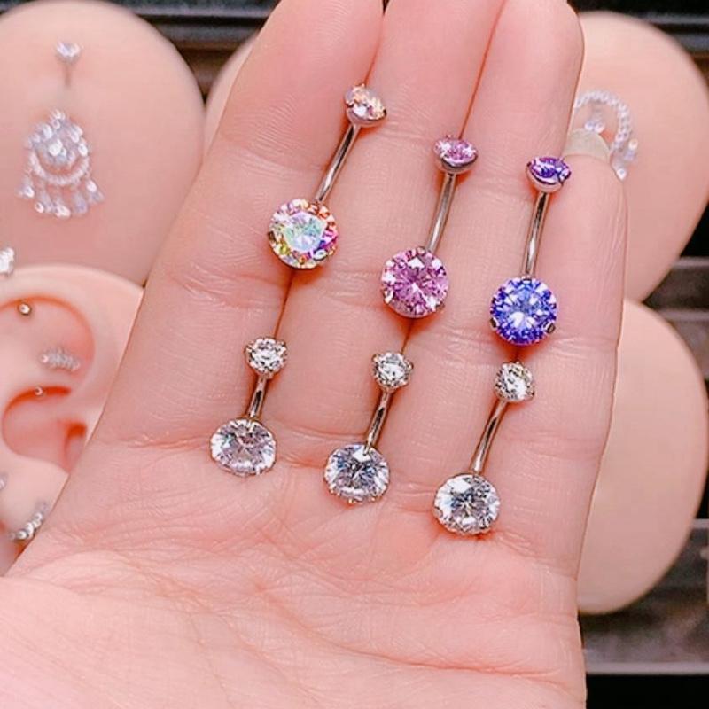 Khuyên rốn Titanium cao cấp k han gỉ có thân 6mm 8mm 10mm