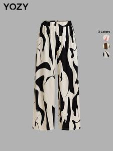 YOZY Abstract Print Pants, Casual Comfy Elastic Waist Straight Leg Trousers for All Seasons, 2024 Women's Bottoms for Daily Wear