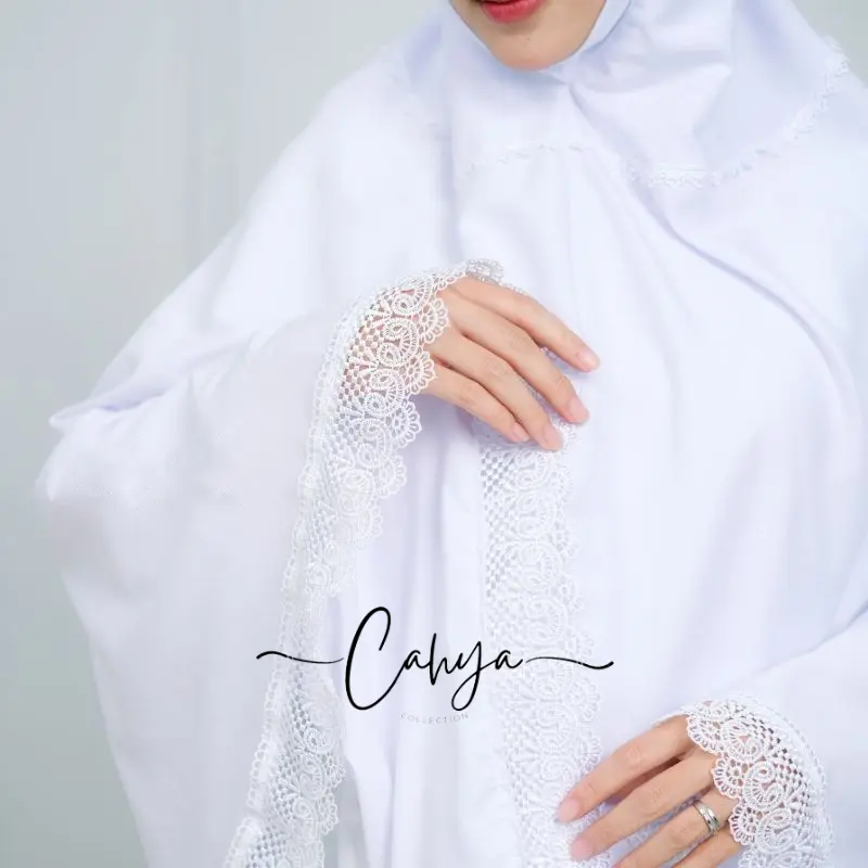 BERGO UMROH HAJI BAHAN KATUN PREMIUM HIJAB JUMBO BERSAKU HITAM PUTIH RENDA MEWAH CANTIK NYAMAN MUSLIM 2