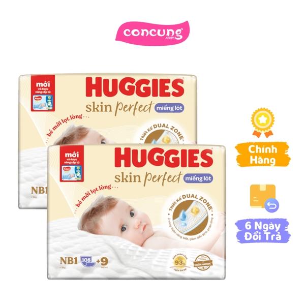  Combo 2 Miếng lót lọt lòng Huggies Skin Perfect  Newborn 1 dưới 5kg 108 miếng  