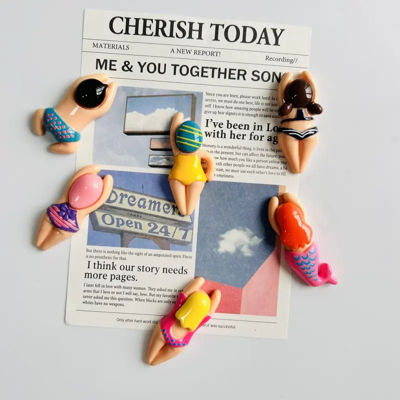 Swimming Character Fridge Magnet, 12pcs/set Creative Swimming People Fridge Magnet, Home Decor for Whiteboard, Cabinet & Dishwasher 0