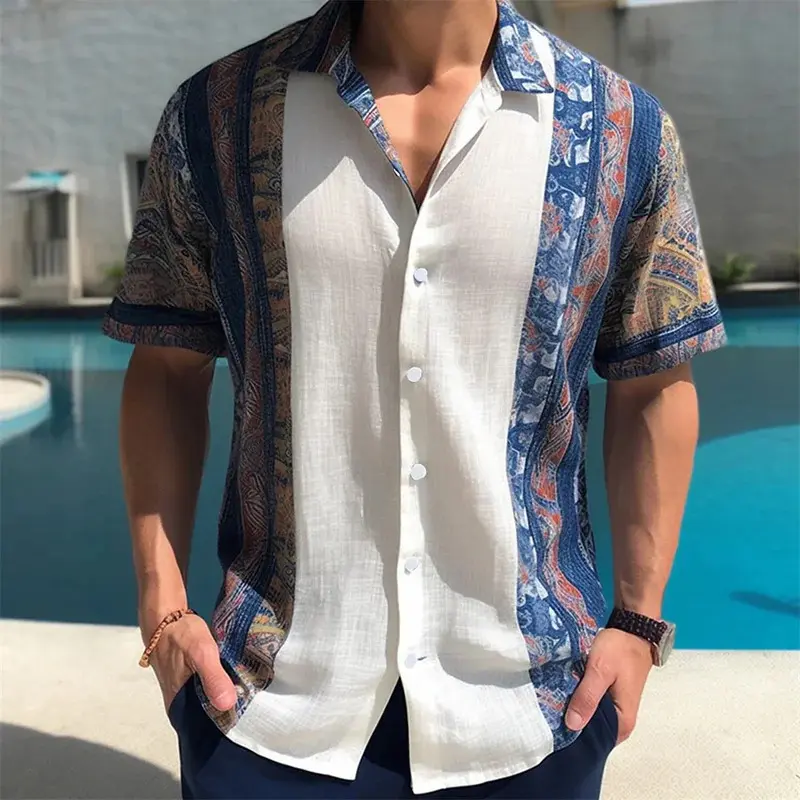 2024 Summer Hawaiian Men's Casual Printed Shirts Street Fashion Short Sleeves Flip Collar Button Comfortable Fabric Clothing Menswear Top Lingerie Tropical