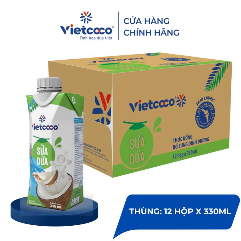 [THÙNG 12 HỘP] Sữa dừa UHT Vietcoco hộp 330ml - vị nguyên bản