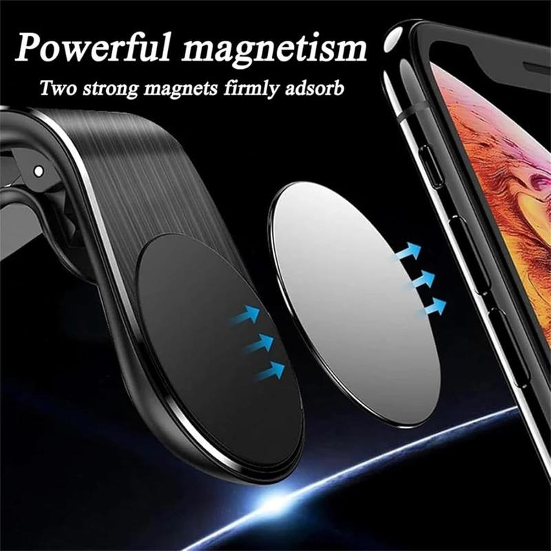 Magnetic Car Phone Holder, L-shaped Air Vent Phone Holder, Universal Aluminum Alloy Magnet Stand for Car Dashboard/Vent 5