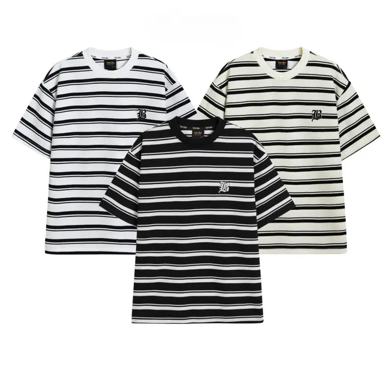 Áo Thun Sọc, Phong Cách Mơ Ước, Unisex, ngắn Tay, Cổ Tròn, SM059 Menswear Nam 0