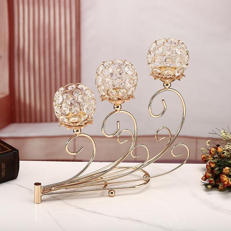 Product Introduction of 3-head Metal Candle Holder, 1 Count Vintage Candlestick Holder, Decorative Candle Holder for Home Living Room Bedroom Dining Room Wedding Party 4