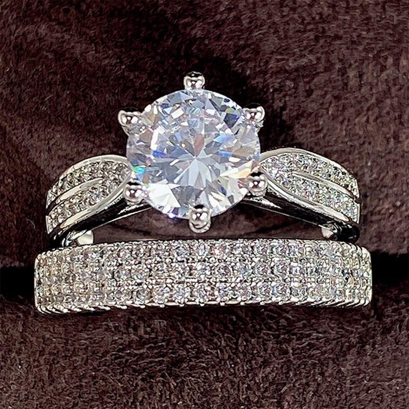 Product Introduction of 1 Pair Vintage Micropaved Zircon Rings for Men Women Engagement Party Temperament Sweet Accessory Fashion Jewelry 10