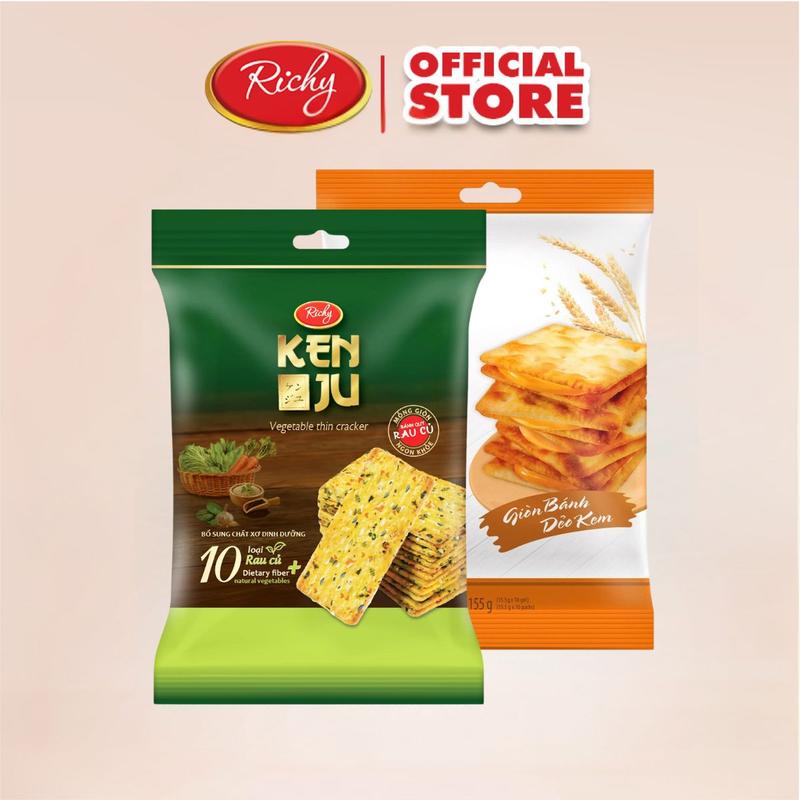 Combo 2 túi bánh Kenju 2 vị kem dẻo Latte + kenju rau củ