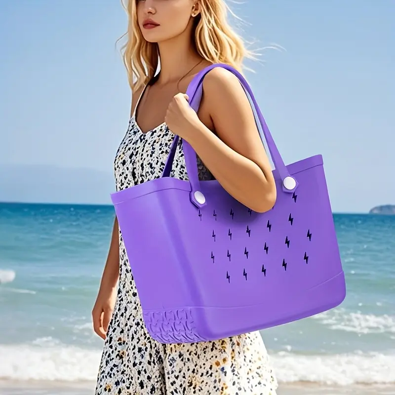 2025 New Eva Women's Beach Bag Large Capacity Lightweight Tote Suitable for Swimming, Beach Vacation, Travel-Friendly Multifunction Storage Bag, Fashion Design-Essential Summer Accessories