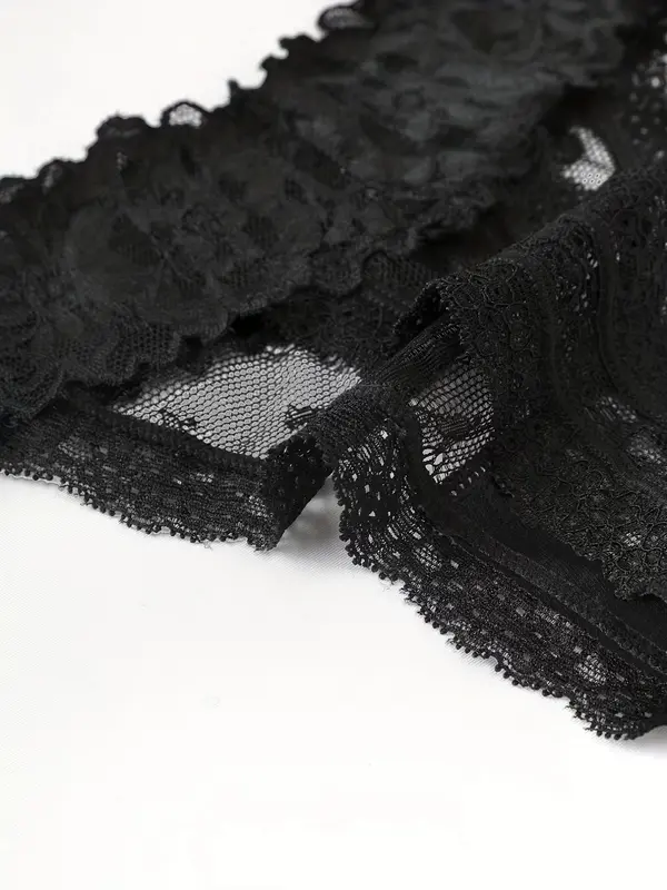 Women's 7pcs Contrast Floral Lace Sheer Nylon Thong, Elegant Soft Comfy Breathable Contrast Mesh Knicker for Daily Wear, Womens Underwear, Floral Lace Underwear, Fashion Underwear for All Seasons, Underwear for Women, Thongs 4