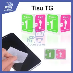 ( Paket 100pcs ) - Tissue TG Tempered Glass | Tisu Wipes Anti Gores Layar HP / Kamera Basah + Kering