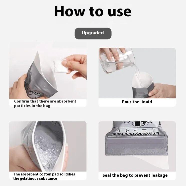 Product Introduction of Emergency Urine Bag Portable Urine Artifact Travel Men and Women Available Convenient Plastic Bag Car Disposable Urine Bag 4