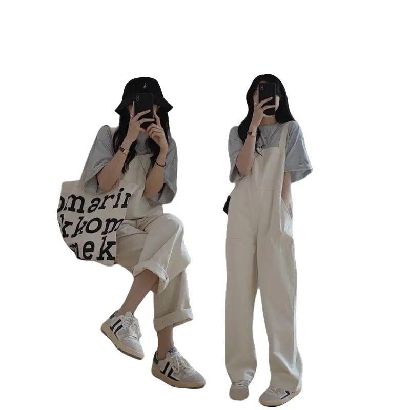 Quần yếm be sữa  from 60kg đổ vê Nữ Kaki Women Kem set đồ  đẹp