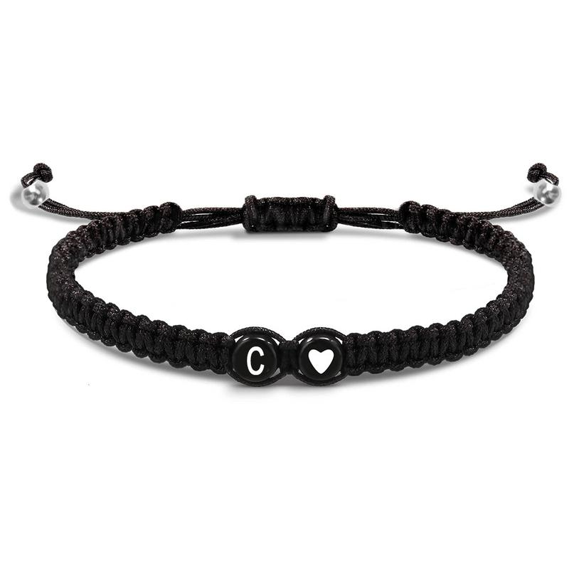 Gelang Tenun, Rekaan Hati Pic Hitam dan Putih, 26 Huruf, Mudah dan Serba guna, Gaya Ins, Sesuai untuk Pasangan Cinta, Tali Tangan, Ketibaan Baru Bracelets 7