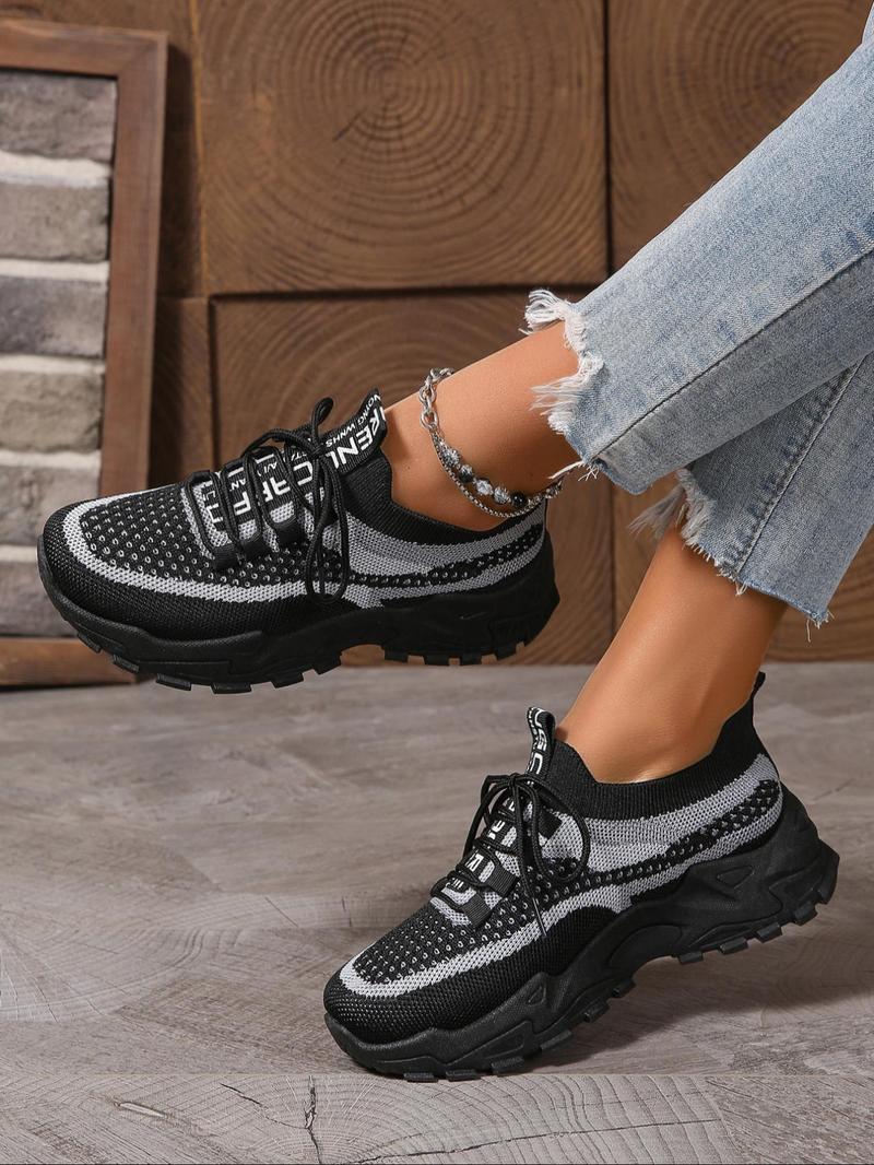 Product Introduction of Women's Fashionable Lace Up Low Top Sneakers, Casual Comfortable Breathable Sports Running Shoes, All-match Basic Shoes for Daily Wear 9