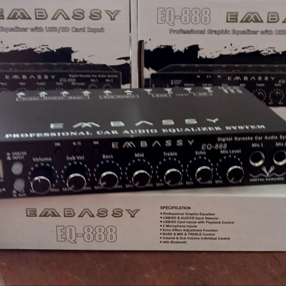 Parametrik EMBASSY EQ-888 USB MMC BLUETOOTH Pre Amp Equalizer EMBASSY 888 with subwoofer