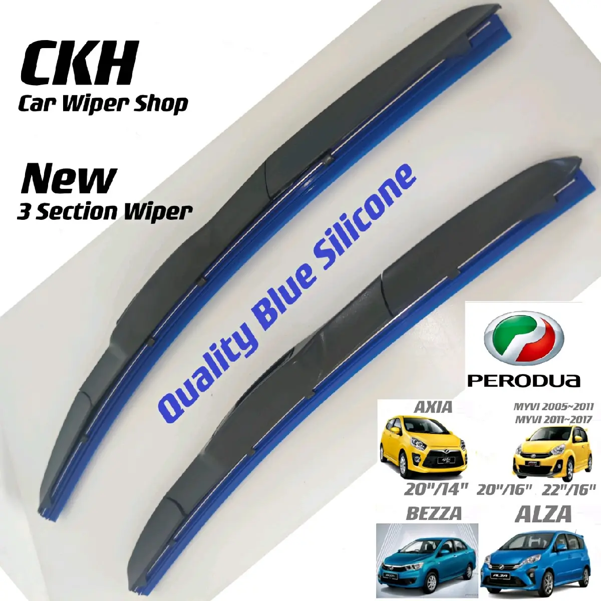 【1Pasang】Perodua Ativa Kelisa Kancil Kenari kembara Viva Axia Myvi Alza Bezza Rusa Aruz Hokaido Silicone Car Wiper Windshield Kereta Automotive