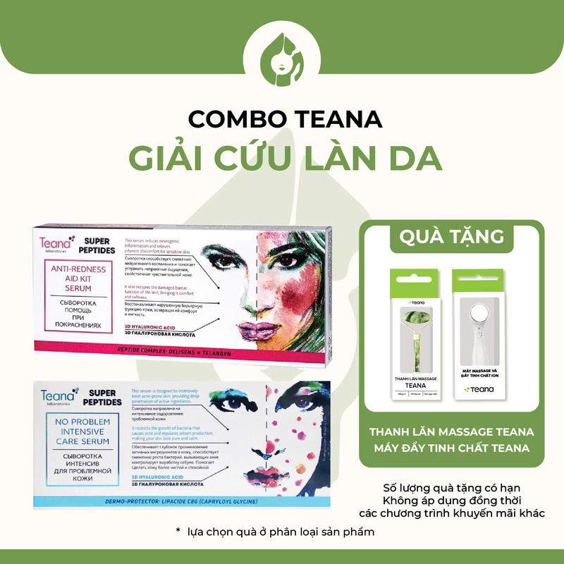 [GIÁ ĐỘC QUYỀN TRONG LIVESTREAM] COMBO Teana giải cứu làn da: Serum Teana Super Peptides No Problem + Serum Teana Super Peptides Anti-redness