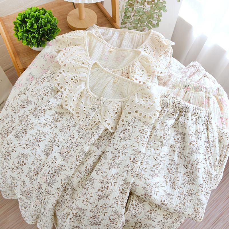 Bộ Đồ Mặc Nhà Dài Tay Cao Cấp Chất Liệu Xô Muslin Mát 4