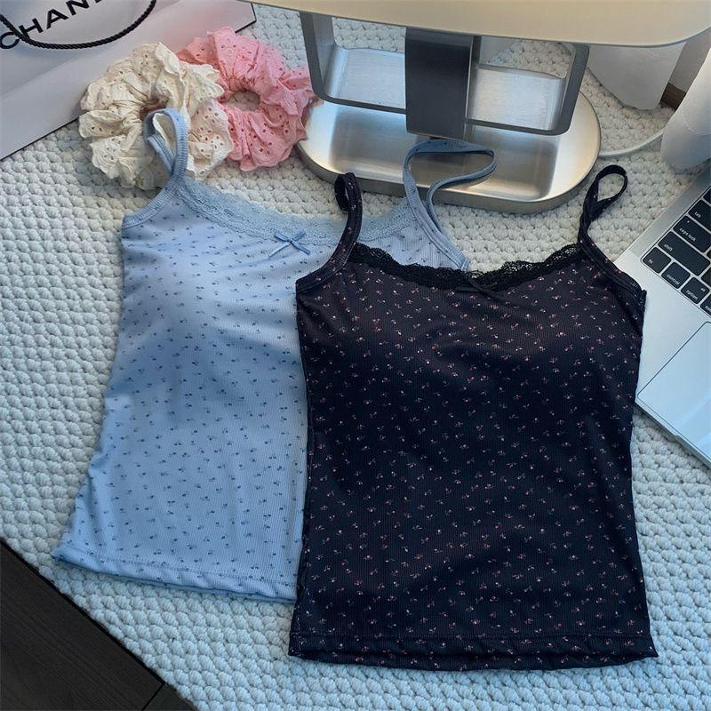 Áo Vest Hai Dây Ren Hoa, Thiết Kế Dễ Thương Và Gợi Cảm, Dành Cho Nữ, Có Thể Mặc Bên Trong Hoặc Mặc Ngoài, Có Đệm Ngực, Dáng Ôm, Thiết Kế Lưng Tôn Dáng, Áo Nữ, Năm 2025 8