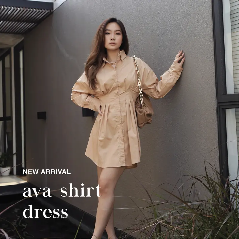 Atwell Apparel - Ava Shirt Dress - Dress Wanita Katun Midi Casual Simple 5