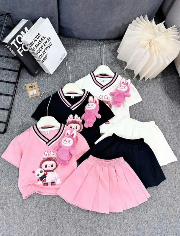 váy labula bé gái xinh , size 12--45 kg mẫu gấu cổ trái tim năng Động sang chảnh chất vải đep hàng may kỹ 0