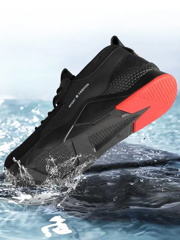 Men's Casual Lace Up Low Top Water Shoes, Lightweight Breathable Comfortable Anti-smashing Sports Shoes, Non-slip Safety Shoes for Daily Wear, Steel Toe Sneakers, Outdoor Sneakers 6