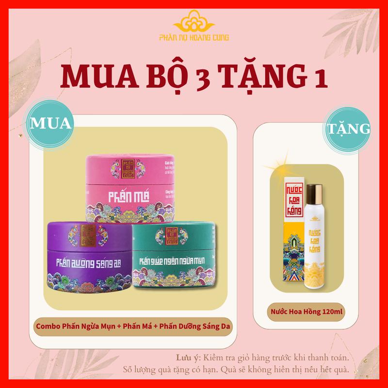 Bộ 3 Phấn Dưỡng Sáng Da + Phấn Má + Phấn Ngừa Mụn Phấn Nụ Hoàng Cung Cosmetic Trang Điểm Phấn Mắt