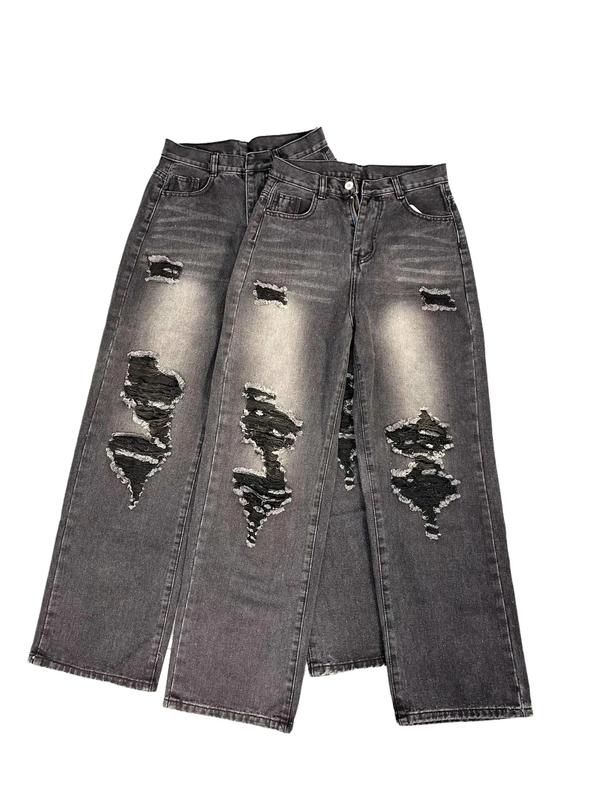 Q473 (S_XL) Quần suông chất Cotton rách trước kiểu dài 105cm Menswear Pants Ong 2