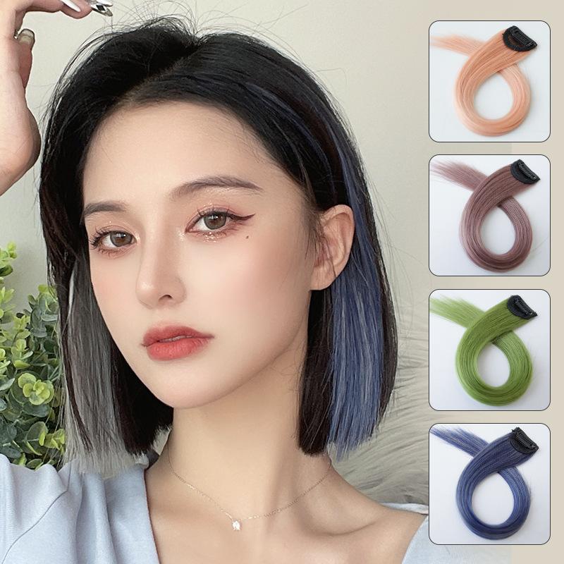 Clip-in colored hair extensions, short wigs, gradient hair extensions, highlights, short hair extensions 0