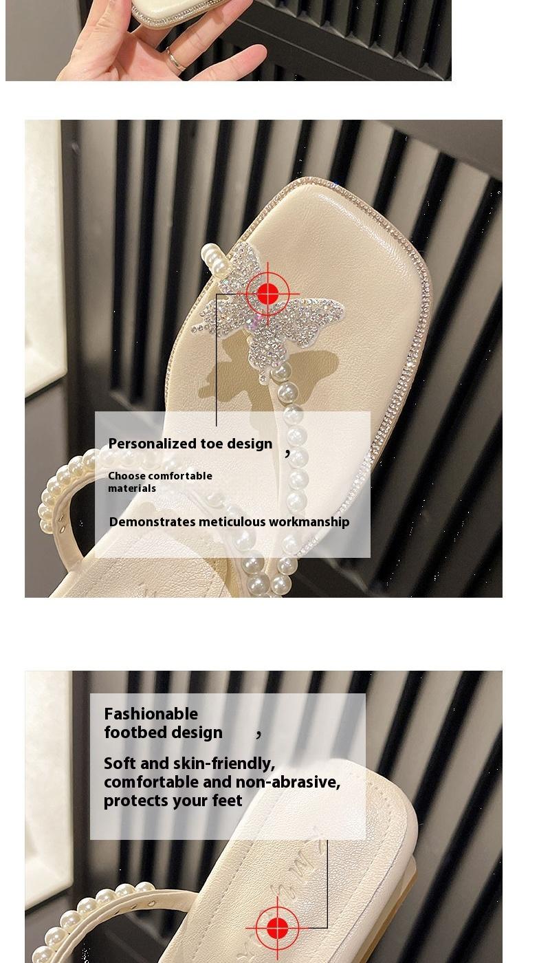 Product Introduction of Dép Nữ, Phong Cách Pháp, Thắt Nơ Cổ Tích Thanh Lịch, Giày Cao Gót Nhỏ Dép Lê đính đá Thích Hợp Mặc Mùa Hè, Hàng Mới Về Năm 2025, Có Thể Mặc Ngoài Trời 9