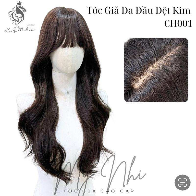 Tóc Giả Mỹ Nhi Nguyên Đầu Dệt Kim CH001 Xoăn layer 65cm Mái Thưa Women Nữ Wig