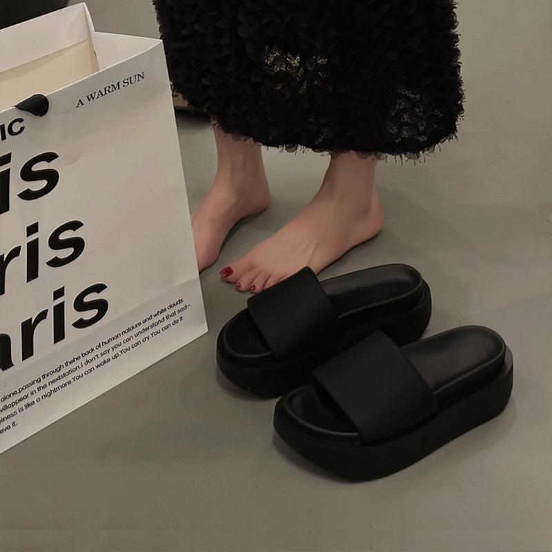 Dép quai ngang đế cao 6.5cm dép độn đế dày tăng chiều cao đi học dép bánh mì basic dép girl phố đi chơi đi biển mã 1222