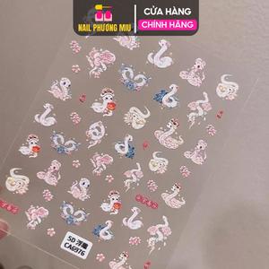 Sticker 5D Dán Móng Tết 2025 Hình Rắn, Hình Dán Móng Đèn Lồng, Pháo Bông, Quả Đào Dễ Thương Diy