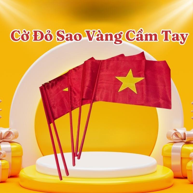 [GIÁ TỐT] Combo 10 Cây Cờ Vẫy Cờ Đỏ Sao Vàng Cầm Tay Loại In 1 Mặt Vải Hàng Đẹp 5