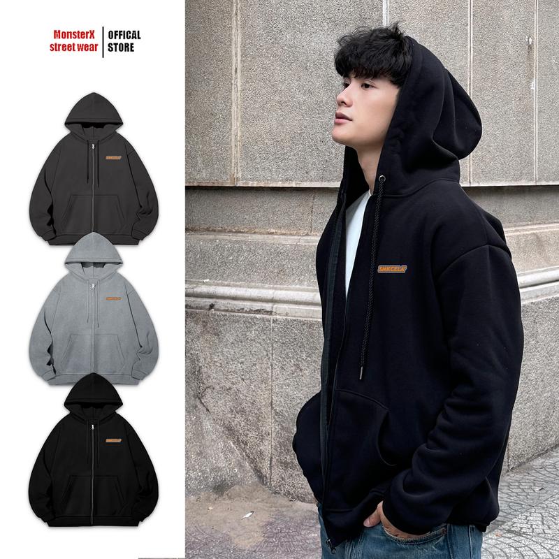 Áo Hoodie Zip kéo khoá Mác cam SMK nỉ MONSTER X STREET Khoác Nỉ Mũ Kéo Khóa Basic Nỉ Bông Cotton Unisex nam nữ Local Brand