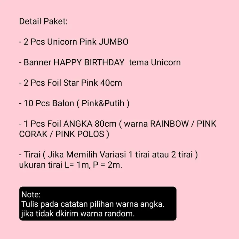 Paket Balon Ulang Tahun Unicorn Jumbo 02 - tema anak perempuan Balon Pink Putih 3