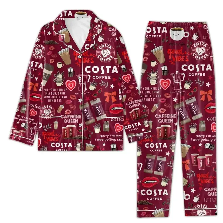 Costa Coffee Pajamas Set, Caffein Queen T-Shirt, Coffee Lover Shirt, Daily Outfit