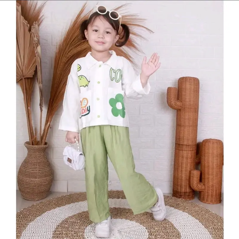 stelan emoji anak perempuan viral crinkle 3-12 tahun 2