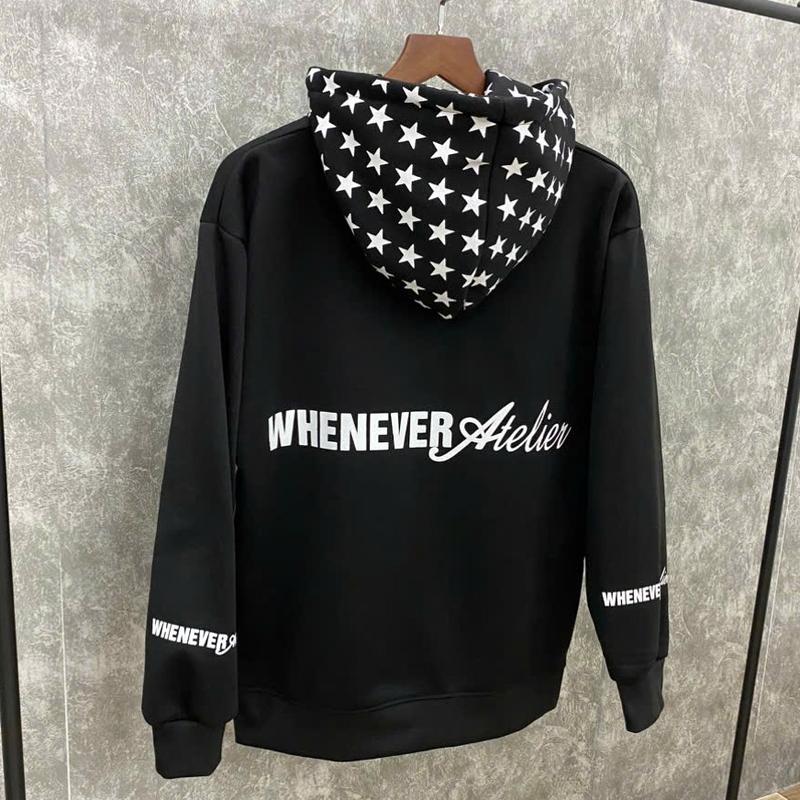 Áo khoác Whenever mũ in hình ngôi sao Kiểu dáng trẻ trung, phong cách boy phố Menswear Hoodie