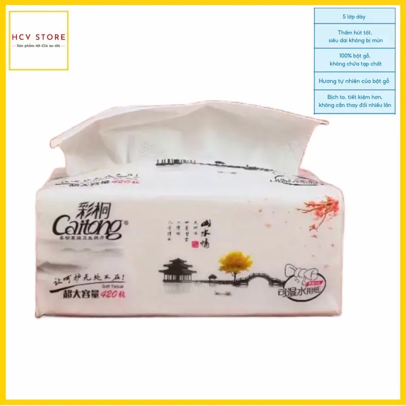 [4 Bịch_40 gói] CAITONG 4200 tờ 1 bịch, chỉ có 320.000 đồng, Giấy rút đa năng, Giấy ăn cao cấp 0