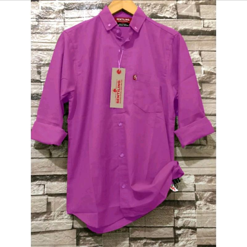 TERUWUKKK KEMEJA POLOS PANJANG PRIA KASUAL Slim-fitting M L Xl Navy Pink Maroon Santai Grey 6